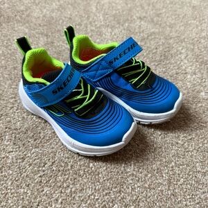 Skechers Kids Vibrant Blue and Neon Green Sneakers